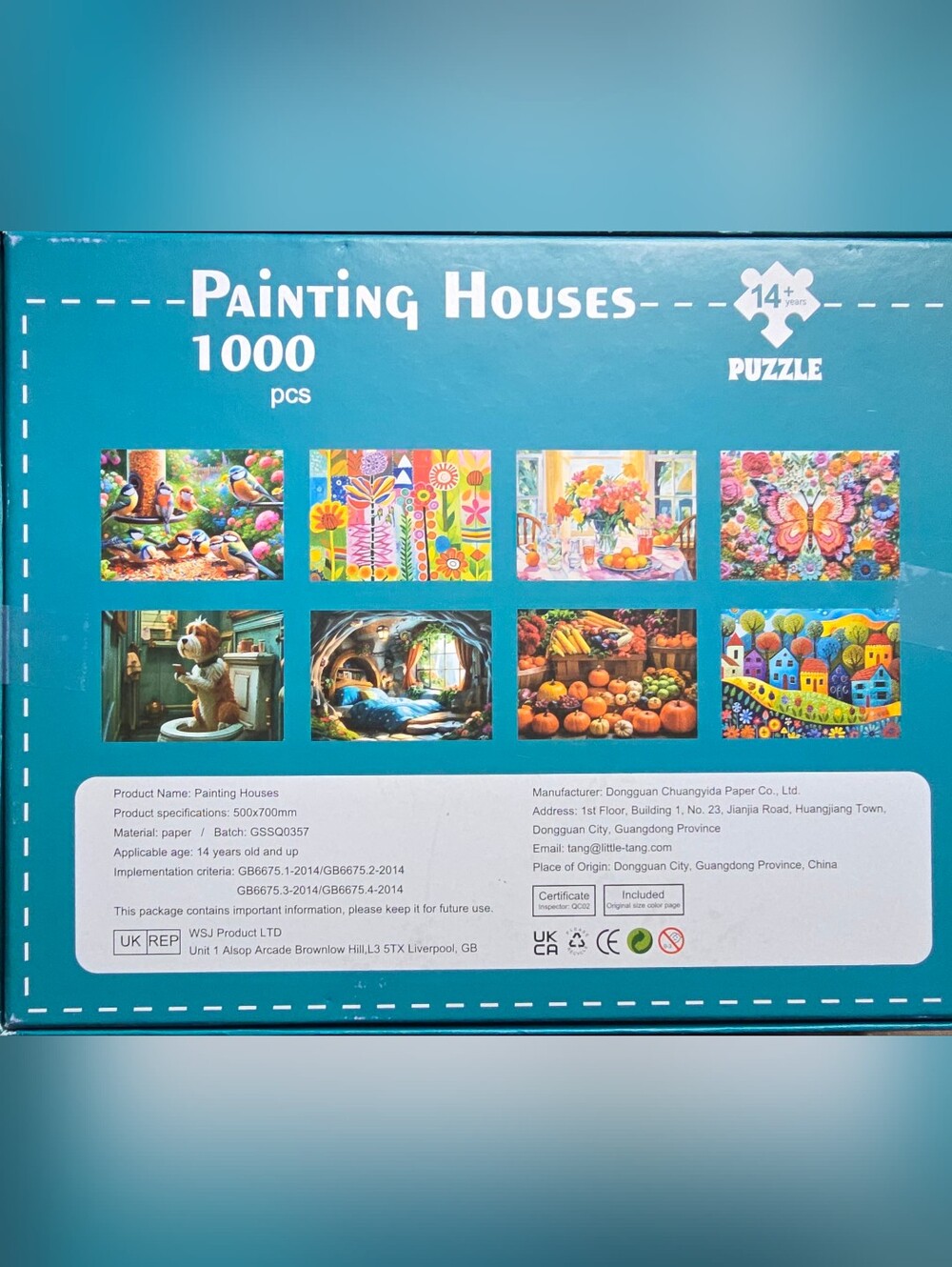 Vibrant Multicolor Village 1000 Piece Puzzle- Colorful Homes and Trees - Picture 2 of 2